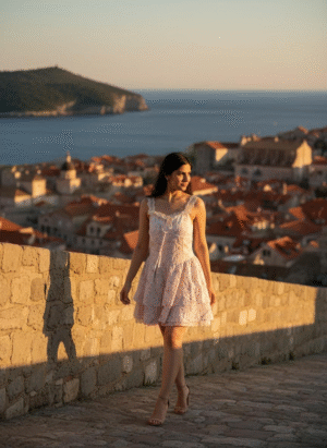 BABY PINK SHORT LAYERED LACED PADDED RUFFLED DRESS