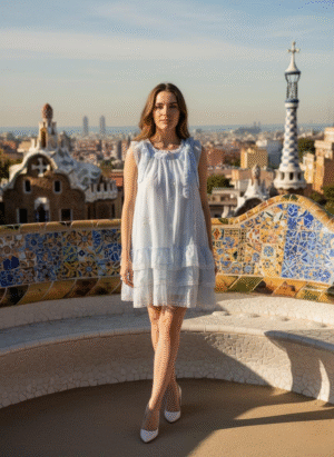DUAL COLOUR SHORT LACED RUFFLED DRESS