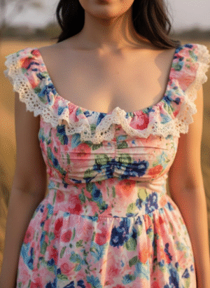 MULTICOLOUR FLORAL LONG DRESS