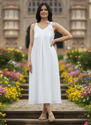 WHITE MIDI DRESS