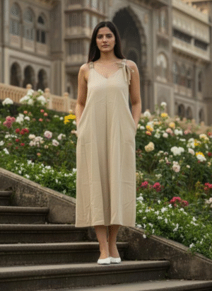 KHAKHI MIDI DRESS