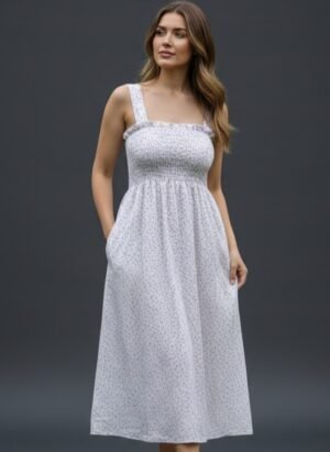 BABY PINK MIDI FLORAL DRESS