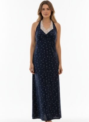 NAVY BLUE HALTER NECK LACED BODYCON