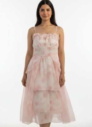 LONG PINK FLORAL DRESS