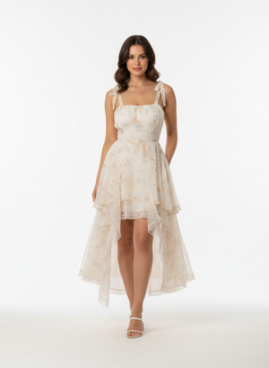 OFF WHITE PISTA LONG FLORAL DRESS