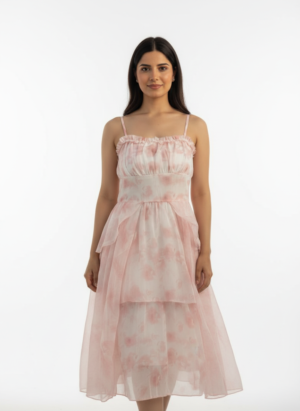 LONG PINK FLORAL DRESS