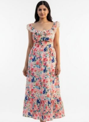 MULTICOLOUR FLORAL LONG DRESS