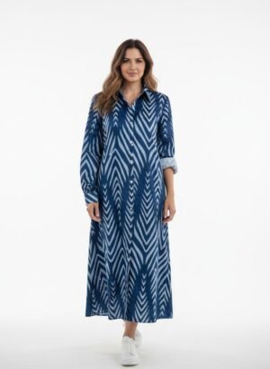 BLUE COLOUR STRIPED LONG SHIRT DRESS