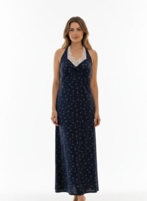 NAVY BLUE HALTER NECK LACED BODYCON