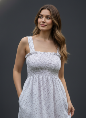 BABY PINK MIDI FLORAL DRESS