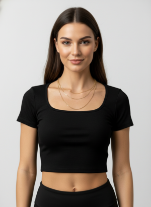 Black Padded Backless Crop Top