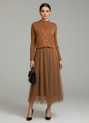 Woolen Dress With Attached Skirt
