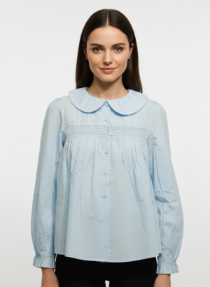 Sky Blue Full Sleeves Embroidered Shirt