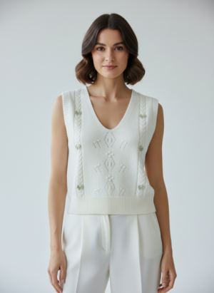 Cream Color Half Sleaves Sweater