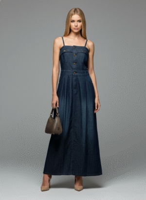 One Piece Denim Dress with Corded belt
