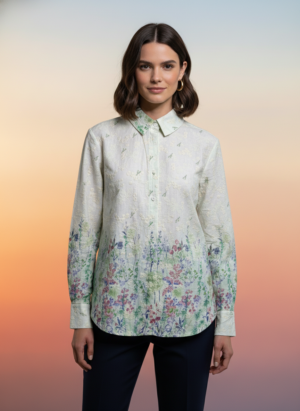 Blue Full Sleeves Embroidered Shirt