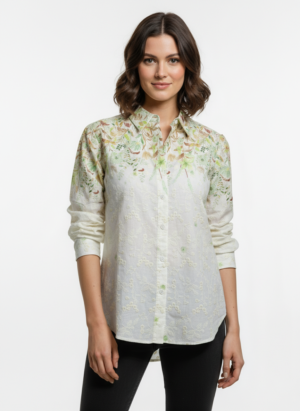 Off white Full Sleeves Embroidered Shirt