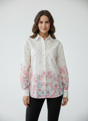 Pink Full Sleeves Embroidered Shirt