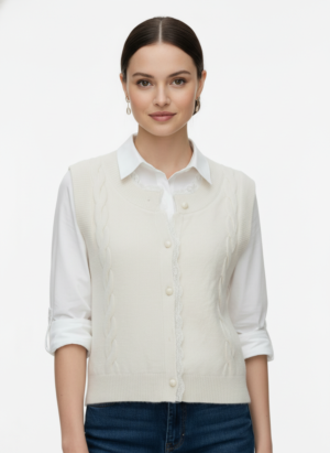 Cream Color Half Sleaves Sweater