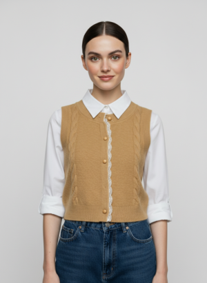 Brown Color Half Sleaves Sweater