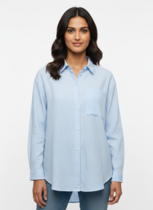 Blue Full Sleeves Sheen Shirt
