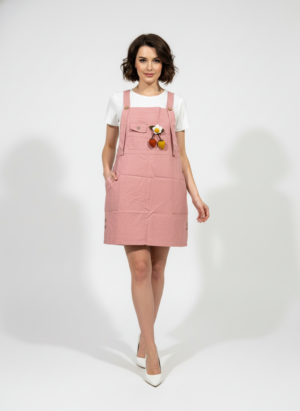 Peach Skirt Dungree With Fruit Accessory