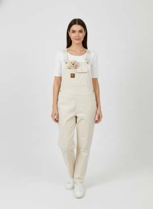 Cream Long Pant Dungree With Teddy Accessory