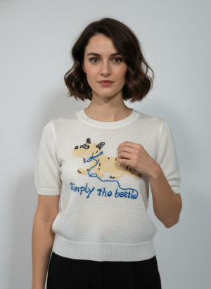 White Sleeves Top With Thread Work