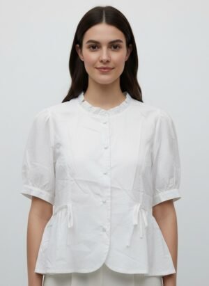 White Half Sleeves Cottan Shirt