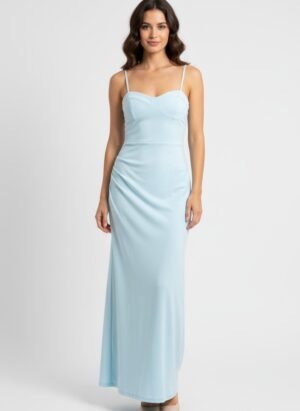 Blue Long Padded Bodycon Dress