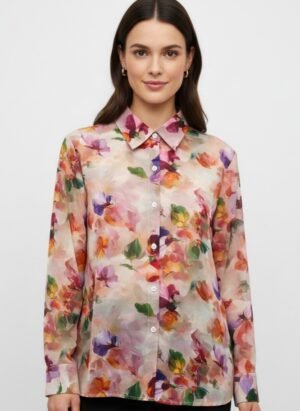 Full Sleeves Satin Floral Printed Shirt