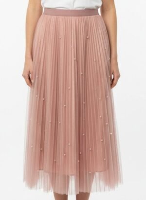 Pink Long Skirt with Pearls