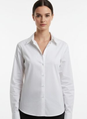White Full Sleeves Shirt with embroidery collar
