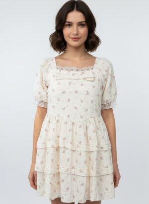 Short Laced Ruffled Dress