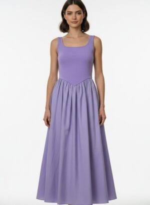Lavender Long Midi Padded Dress