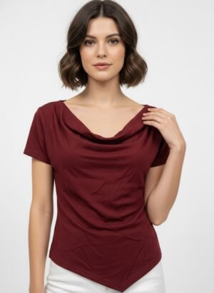 Maroon Half Sleeves Top