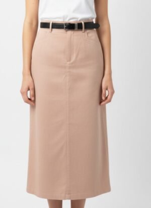 Pastel Pink Long Skirt with Belt